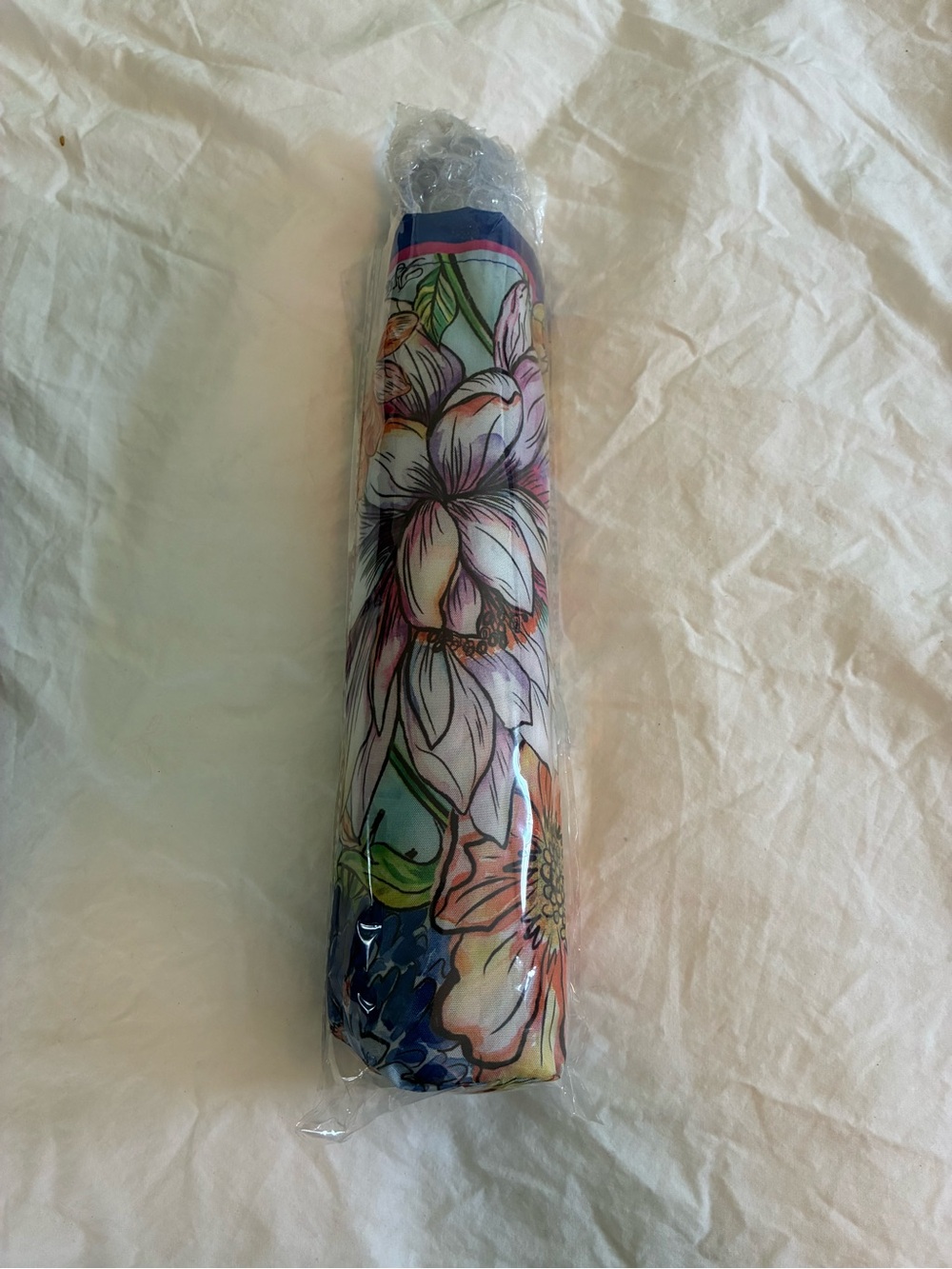 Brighton Floral Compact Umbrella in Blue, Pink and Purple - Picture 3 of 5